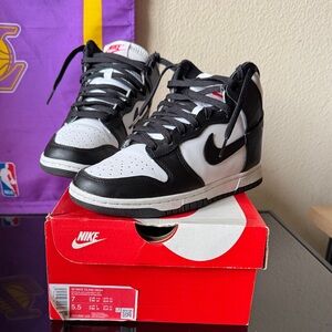 Nike Black and White Dunk High Sneakers